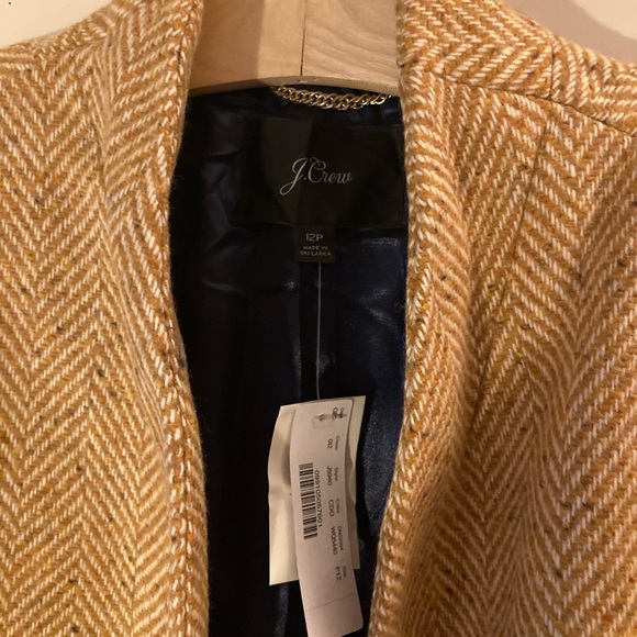 NWT J. Crew Oversized Topcoat, English Herringbone Wool, Camel, 12P Medium Large - Picture 5 of 7